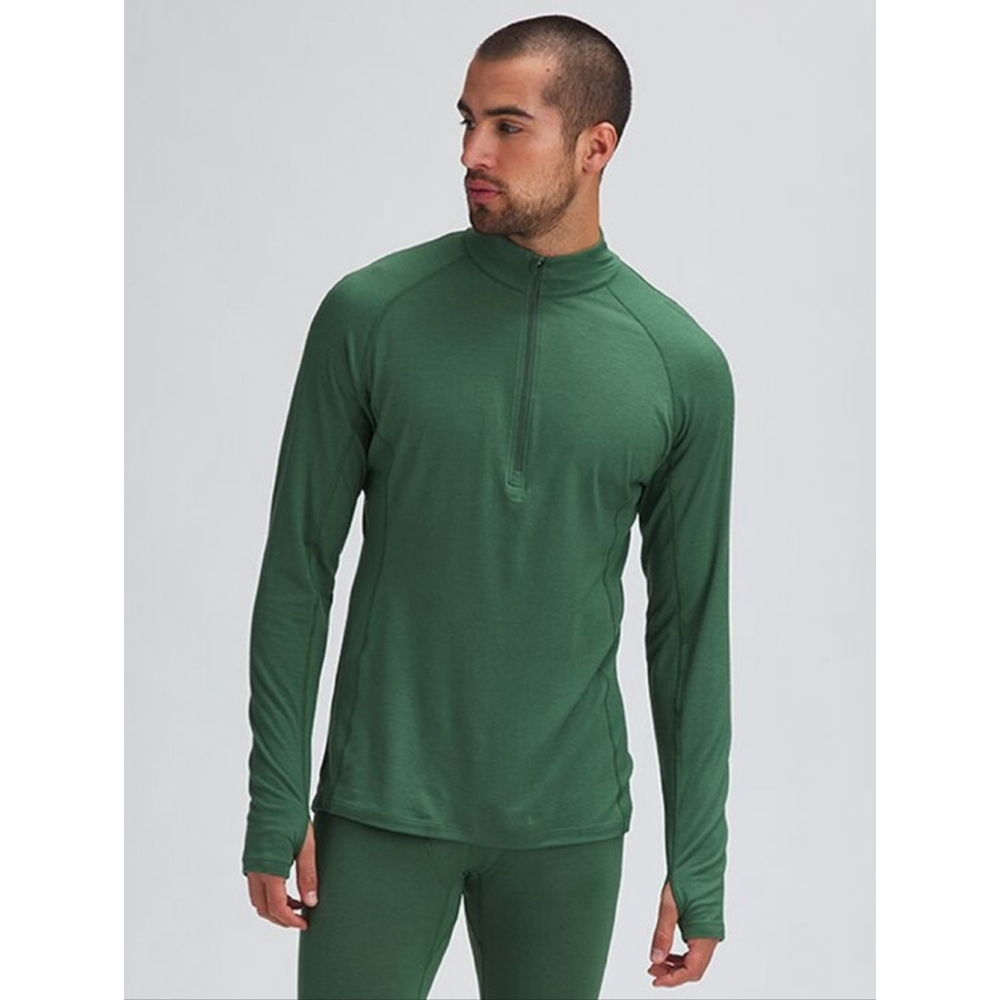 Stoic Merino Blend Quarter Zip Baselayer Top - Men's Med - Olive Green